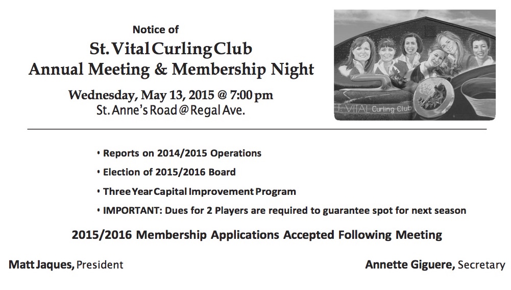 NOTICE: 2015 SVCC AGM