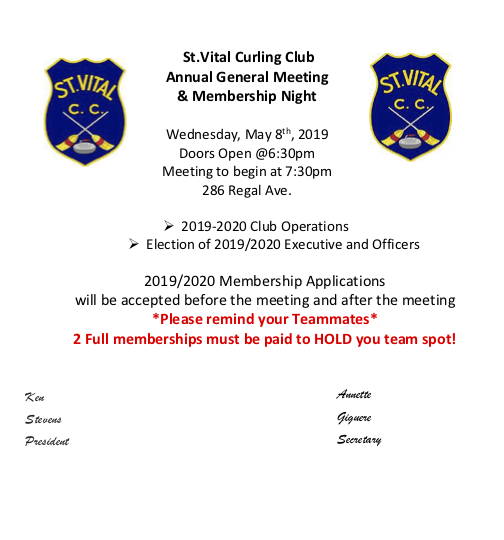 2019 St Vital Annual General Meeting