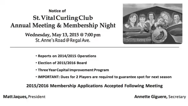 NOTICE: 2015 SVCC AGM